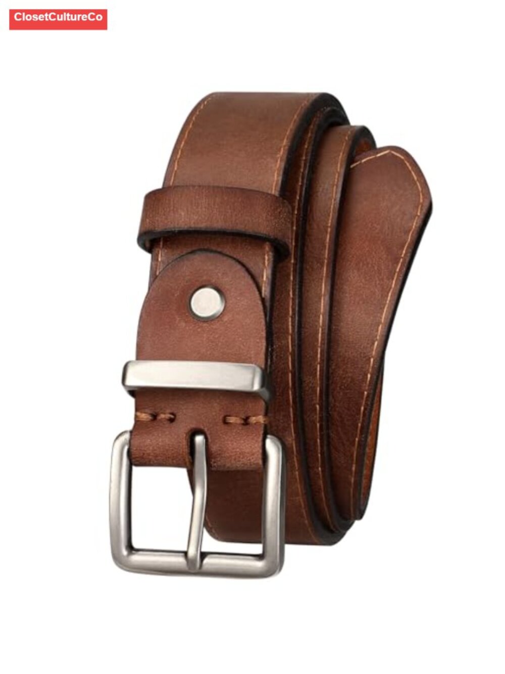 Women's Full Grain Leather Belt Adjustable Buckle